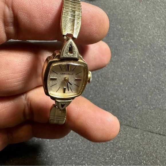 Vintage Caravelle N7 Ladies Cocktail Watch Gold Tone Mechanical Wind Up Working - Picture 3 of 10